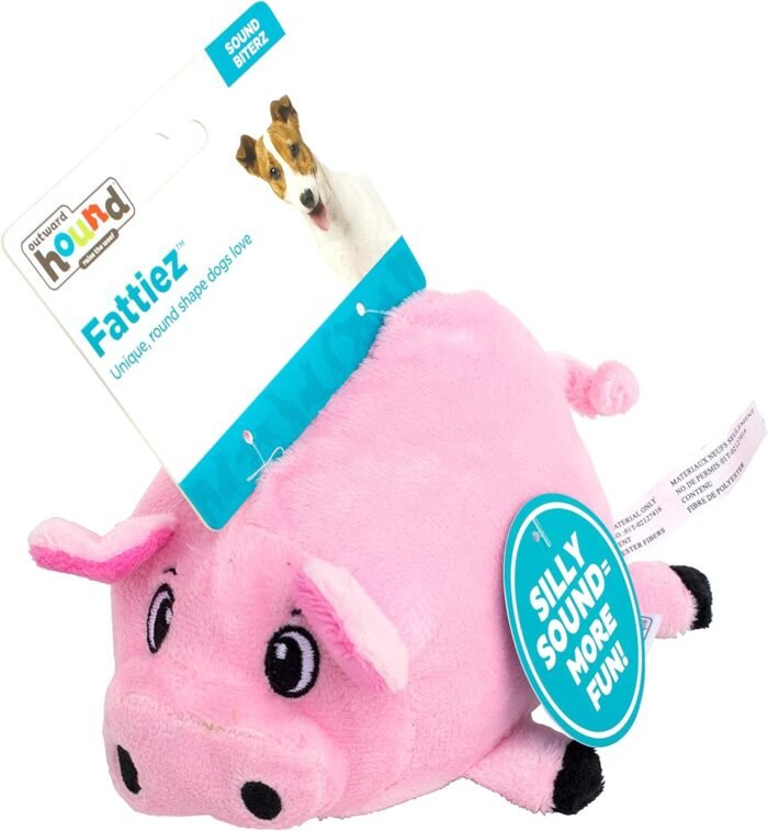 Outward Hound Fattiez Pig Plush Squeaky Dog Toy, Small