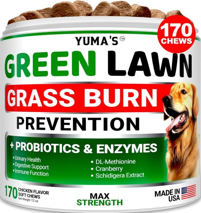 Dog Urine Neutralizer for Lawn - 170 Chews - Advanced Grass Green Savers for Dog Urine - Canine Pee Grass Neutralizer Supplement - Green Lawn Treats with Probiotics and Digestive Enzymes