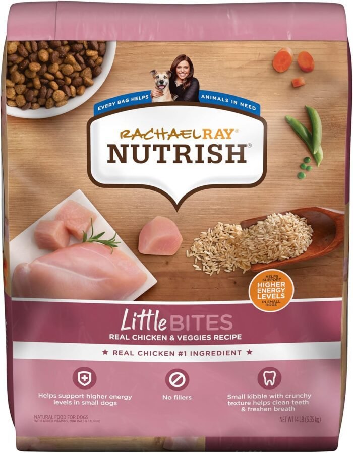 Rachael Ray Nutrish Little Bites Small Breed Natural Premium Dry Dog Food, Real Chicken & Veggies Recipe, 14 Lbs