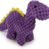 goDog Checkers Just for Me Dinos Bruto Squeaky Plush Dog Toy, Chew Guard Technology - Purple, Mini