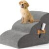 Romrol Dog Stairs Ramp for Beds Couches, Extra Wide Pet Steps with Durable Non-Slip Waterproof Fabric Cover, Dog Slope Stairs for Small Dogs and Cats or Pets Friendly, 3-Tiers,15 Inch