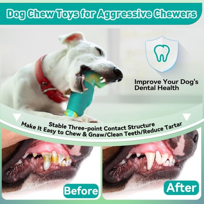 Dog Toys for Aggressive Chewers, Interactive Dog Chew Toys for Large Dogs, Indestructible Squeaky Dog Toys to Keep Them Busy, Tough Dog Toys for Medium/Large Breed Dogs (Green)