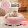 OhGeni Calming Donut Cat Bed Pillow for Small Pets, Machine Washable Removable Cover, Comfort Plush Fluffy Faux Fur with Anti-Slip Bottom, Dogs-Friendly Round Cuddly Design, Pink, 20 inches - Image 5