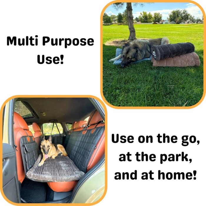 Deluxe Dog Bed Black, Pad Topper, Pet Bed Mat, Non-Slip Bottom, Couch Cover Blanket, Dog Travel Bed, Custom Fit Cushion for Backseat Extenders, and Seat Covers