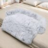 Calming Dog Bed Fluffy Plush Dog Mat for Furniture Protector with Removable Washable Cover for Large Medium Small Dogs and Cats (Large, Light Grey) - Image 7