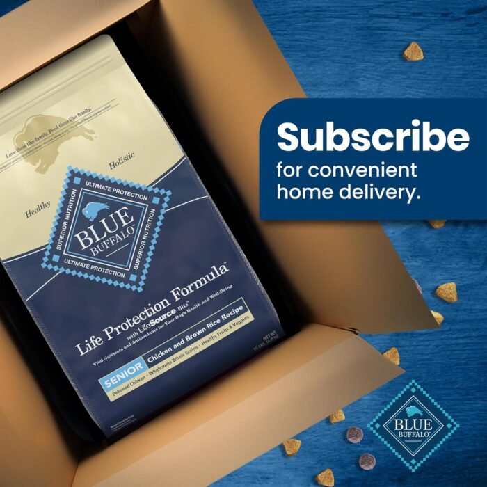 Blue Buffalo Life Protection Formula Senior Dry Dog Food, Supports Joint Health and Mobility, Made with Natural Ingredients, Chicken & Brown Rice Recipe, 15-lb. Bag