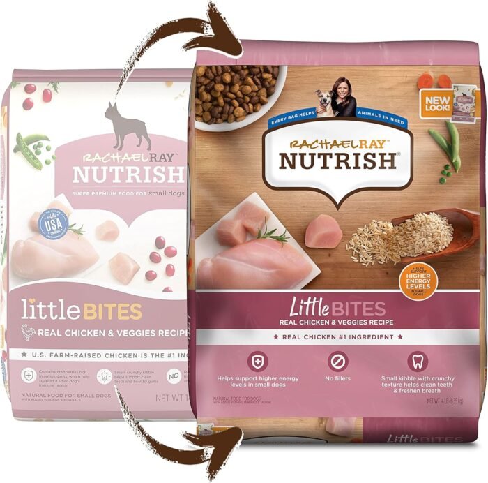 Rachael Ray Nutrish Little Bites Small Breed Natural Premium Dry Dog Food, Real Chicken & Veggies Recipe, 14 Lbs