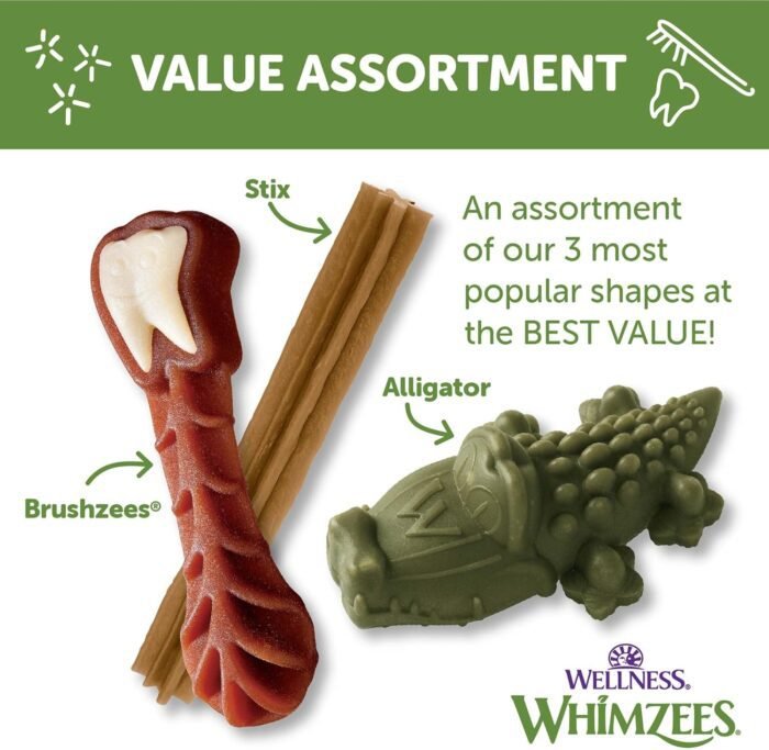 Wellness WHIMZEES Value Box Dog Dental Treats, Natural Chews, Large Size, (24 Count)