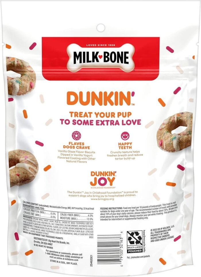 Milk-Bone Limited Edition Dunkin' Vanilla Glaze Flavor Biscuit Dog Treats, 8 Ounce