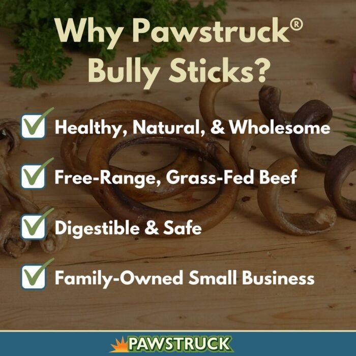 81ju2pk9QfL._AC_SL1500_.jpg Pawstruck All-Natural 4" Bully Stick Rings for Dogs - Rawhide-Free, 100% Beef, Single Ingredient Dental Chew Bones - Fully Digestible, Low Odor - 10 Count - Packaging May Vary
