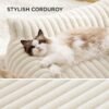 Bedsure Cute Couch for Pets - Fluffy Cat Sofa with Premium Soft Corduroy Fleece, Fuzzy Couch Bed with Removable Washable Cover, Supportive Cat Chair for Indoor Cats, 24inch, Cream - Image 4
