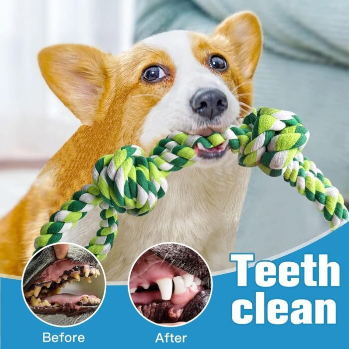 UPSKY Dog Rope Toys 2 Nearly Indestructible Dog Toys, Dog Toy for Medium to Large Breed, Dental Cleaning Chew Toys, Dog Tug Toy for Boredom, Dog Teething Toys, Dog Rope Toy for Aggressive Chewers