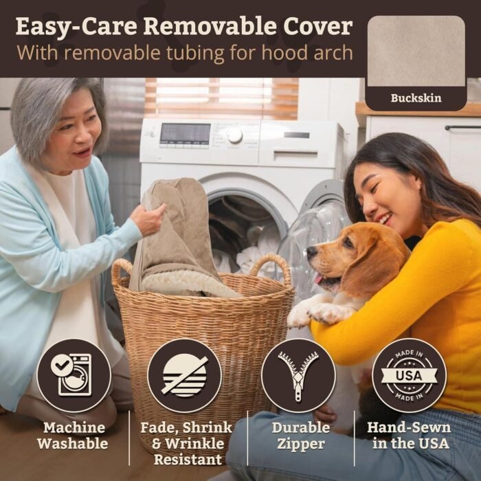 81kmCNM7fPL._AC_SL1500_.jpg Snoozer Luxury Microsuede Cozy Cave Pet Bed, Large, Buckskin