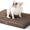 Bedsure Memory Foam Dog Bed for Medium Dogs - Orthopedic Waterproof Pet Mat for Crate with Removable Washable Cover and Nonskid Bottom - Water-Resistant Plush Flannel Fleece Top Pet Bed, Brown