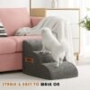 Romrol Dog Stairs Ramp for Beds Couches, Extra Wide Pet Steps with Durable Non-Slip Waterproof Fabric Cover, Dog Slope Stairs for Small Dogs and Cats or Pets Friendly, 3-Tiers,15 Inch