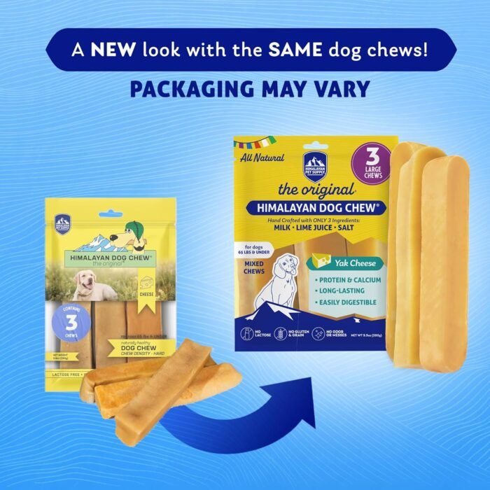 Himalayan Dog Chew Original Yak Cheese Dog Chews, 100% Natural, Long Lasting, Gluten Free, Healthy & Safe Dog Treats, Lactose & Grain Free, Protein Rich, Mixed Sizes, Dogs 65 Lbs & Smaller, 9.9 oz