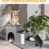 petizer Dog Stairs for Small Dogs, Foldable Pet Stairs for Couch/Bed with Storage Box, Condo and Cat Scratcher, Adjustable Non-Slip Dog Steps for Puppy, Cats, or Small (3-Step,17" H)