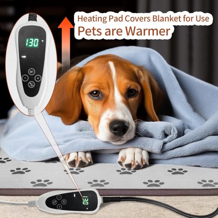 Large Dog Heating Pad 34x21in Waterproof Pet Heating Pad for Dogs Smart Thermostat Switch, Whelping Supplies Heated Dog Bed,Adding Wire Rope Wires Puppy Heating Pad Mat-Whelping Box for Dogs