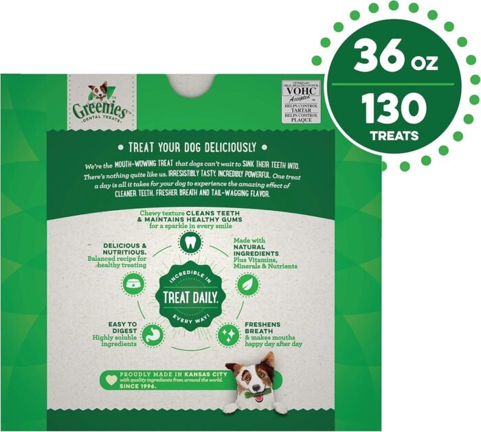 Greenies Original Teenie Natural Dental Care Dog Treats, 36 oz. Pack (130 Treats)