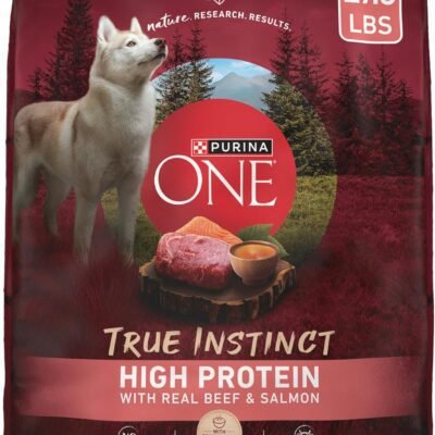 Purina ONE Natural High Protein Dry Dog Food Dry True Instinct with Real Beef and Salmon With Bone Broth and Added Vitamins, Minerals and Nutrients - 27.5 lb. Bag