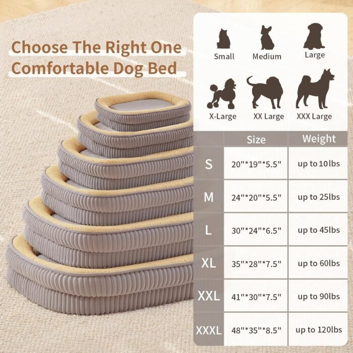 Orthopedic Dog Bed for Medium, Large Dogs Breeds, High Density Egg Crate Foam Dog Sofa Beds with Four Sided Bolster,Oval Kennel Bed, Pet Couch Bed,Removable Washable Cover& Non-Slip Bottom