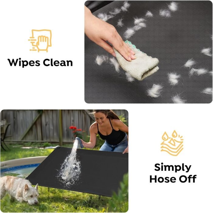 Veehoo Cooling Elevated Dog Bed, Portable Raised Pet Cot with Washable & Breathable Mesh, No-Slip Feet Durable Dog Cots Bed for Indoor & Outdoor Use, Large, CWC1803-L Black