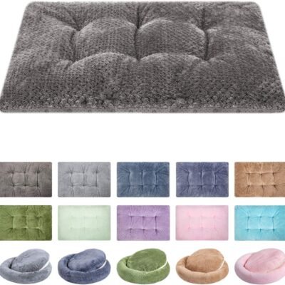 WONDER MIRACLE Fuzzy Deluxe Pet Beds, Super Plush Dog or Cat Beds Ideal for Dog Crates, Machine Wash & Dryer Friendly (15" x 23", S-Eagle Grey)