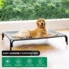 Elevated Dog Bed Raised Outdoor Dog Cot for Extra Large Dogs, Installation Requires No Tools, Frame with Washable Cooling Breathable Mesh Anti-Slip Feet, Indoor Pet Bed, Grey, 48.8 Inches
