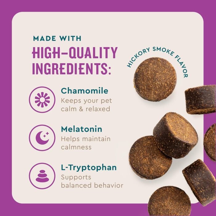 VetIQ Calming Support Supplement for Dogs, Calming Chews Help Manage Stress and Promote Relaxation, Anxiety Relief for Dogs, Made in The USA, 60 Count