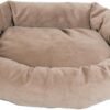 Majestic Pet 40 Inch Suede Calming Dog Bed Washable – Cozy Soft Round Dog Bed with Spine Support for Dogs to Rest their Head - Fluffy Donut Dog Bed 40x29x9 (Inch) - Round Pet Bed Large – Stone - Image 2
