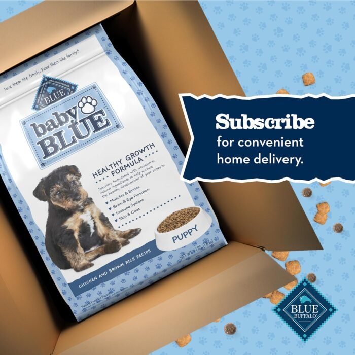 Blue Buffalo Baby Blue Natural Dry Food for Puppies, Healthy Growth Formula with DHA, Savory Chicken Recipe, 4-lb. Bag