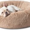 Bedsure Calming Dog Bed for Medium Dogs - Donut Washable Medium Pet Bed, 30 inches Anti-Slip Round Fluffy Plush Faux Fur Cat Bed, Fits up to 45 lbs Pets, Camel - Image 4