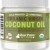 Raw Paws Virgin Organic Coconut Oil for Dogs & Cats, 4-oz - Treatment for Itchy Skin, Dry Nose, Paws - Hot Spot Lotion for Dogs - Natural Hairball Remedy for Dogs