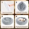 Hoewina Dog & Cat Bed, 20in Cat Beds for Indoor Cats, Calming Donut Bed for Puppy and Kitten, Washable Round Fluffy Pet Bed for Small Medium Dogs and Cats (Light Grey) - Image 7