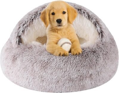 Dog Beds for Small Dogs, Cat Bed Cave, Washable Cute Cat Bed, Cozy Nook Pet Bed for Dogs or Cats, Anti-Slip Puppy Bed Fits up to 12 lbs Pets(Coffee, 20" x 20")