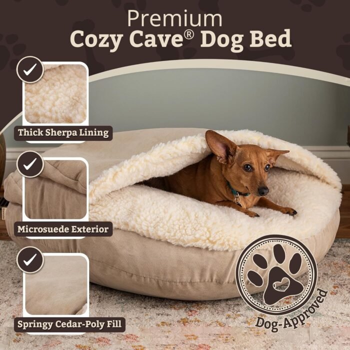 81u8LM7BSGL._AC_SL1500_.jpg Snoozer Luxury Microsuede Cozy Cave Pet Bed, Large, Buckskin