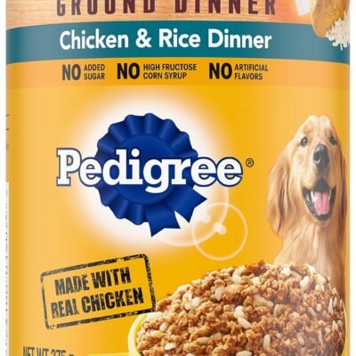 PEDIGREE Adult Canned Wet Dog Food Chopped Ground Dinner Chicken & Rice Flavor, (12) 13.2 oz. Cans