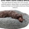 Furhaven 36" Round Calming Donut Dog Bed for Large/Medium Dogs, Refillable w/ Removable Washable Cover, For Dogs Up to 75 lbs - Shaggy Plush Long Faux Fur Donut Bed - Gray, Large