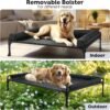 Veehoo Elevated Raised Dog Bed-Cooling Outdoor Dog Cot Bed for Large Sized Dogs Three-Sided Fence Raised Pet Cot with Mesh & No-Slip Feet Dog Hammock Bed with Removable Bolster-35 x 22" Black - Image 4