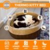 K&H Pet Products Thermo-Kitty Bed Heated Cat Beds for Large Indoor Cats & Dogs, Calming Warming Pillow Pet Bed, Machine Washable, Removable Heater, Safety Listed - Large 20" Round Mocha/Tan - Image 4