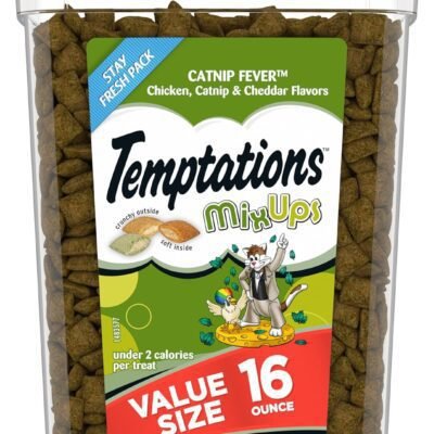 Temptations MixUps Catnip Fever Flavor Crunchy and Soft Cat Treats, 16 oz. Tub