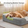 Extra Large Dog Bed - Orthopedic with Cooling Gel Memory Foam, Waterproof XL with Removable Washable Cover, 42" Dog Sofa Couch Dutch Velvet with Bone Toy, Light Gray
