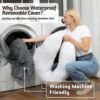 OhGeni Calming Donut Cat Bed Pillow for Small Pets, Machine Washable Removable Cover, Comfort Plush Fluffy Faux Fur with Anti-Slip Bottom, Dogs-Friendly Round Cuddly Design, Pink, 20 inches - Image 7