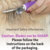 Poodle Dematting Fur Rake Comb Brush for Dogs and Cats - Long 2.5" Steel Safety Blades Metal Comb for Detangling Matted or Knotted Undercoat Hair - Image 7