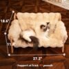 Raised Cat Couch Bed for Indoor Cats, Elevated Dog Sofa Recliner Fluffy Pet Lounge Chair Suitable for Small and Medium Dog, Wooden Cat Furniture(Cat Sofa Khaki) - Image 5
