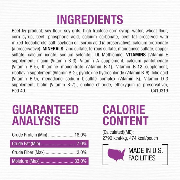 Purina Moist and Meaty Dog Food Chopped Burger Soft Dog Food Pouches - 36 ct. Pouch