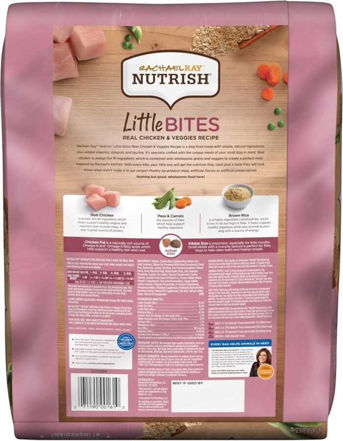 Rachael Ray Nutrish Little Bites Small Breed Natural Premium Dry Dog Food, Real Chicken & Veggies Recipe, 14 Lbs