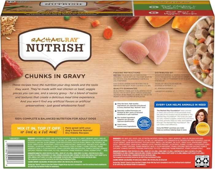 Rachael Ray Nutrish Chunks in Gravy Wet Dog Food Variety Pack, 13 Ounce (Pack of 12)