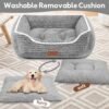 Rectangle Cat Dog Bed for Large Medium Small Pets Indoor Outdoor Machine Washable Sleeping Sofa Non-Slip Bottom Soft Puppy Bed Durable Orthopedic Calming Pet Cuddler (Large, Grey) - Image 4