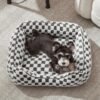 JOEJOY Dog Beds for Small Dogs -Cute Cat Beds for Indoor Cats Calming Pet Beds, Rectangle Orthopedic Cuddle Puppy Bed with Jacquard Shaggy Plush & Anti Slip Bottom, 20x19x6inches, Grey - Image 8
